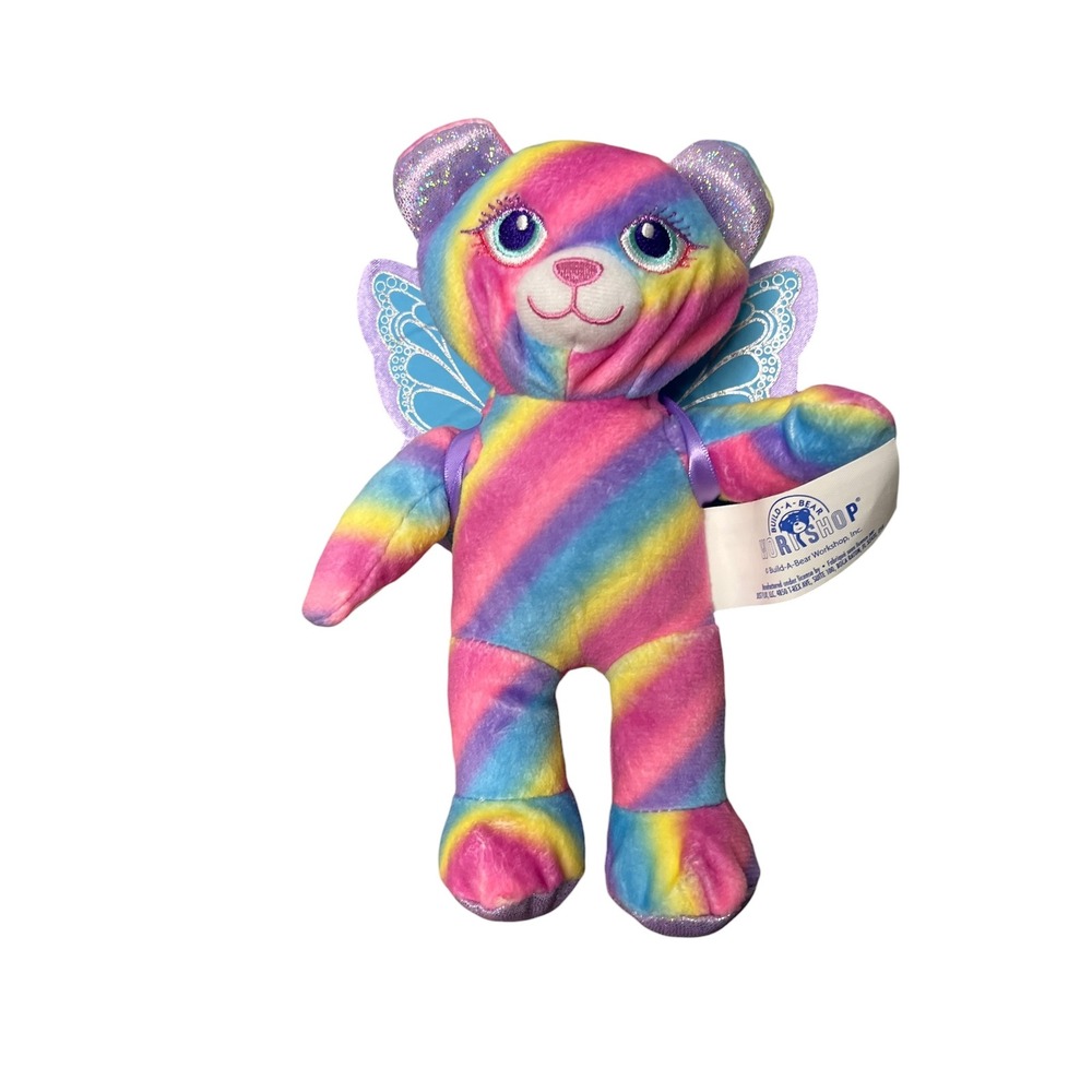 Build-A-Bear Buddies Rainbow Stripe Butterfly Fairy Bear Plush Skin Multi Color